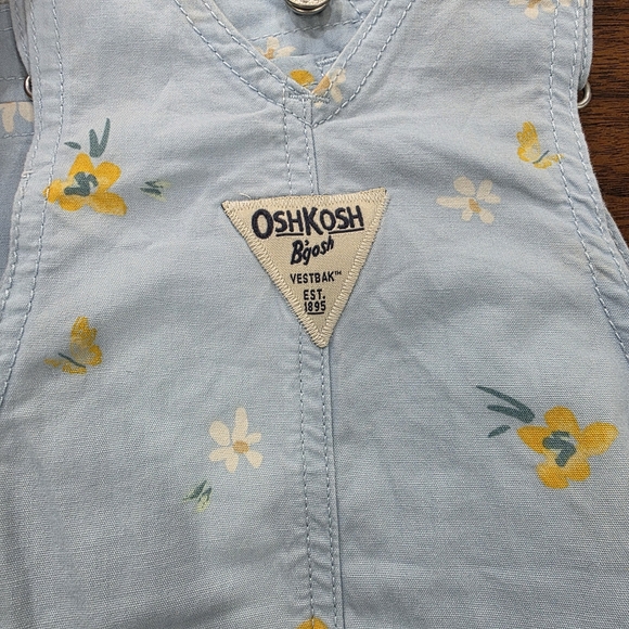 OshKosh B'gosh Light Blue Overalls with Yellow Floral Pattern - Picture 5 of 7